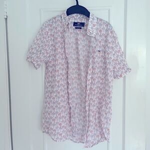 Vineyard vines palm tree button down cotton shirt Size 12-14 teen